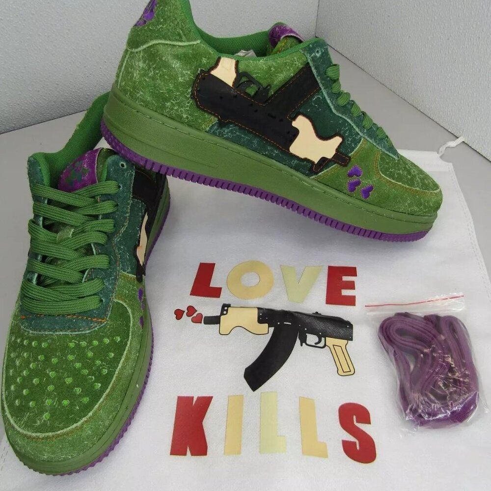 NEW LOVE KILLS Mens Purgers Fashion Skate Sneakers Green Purple Suede Size 11